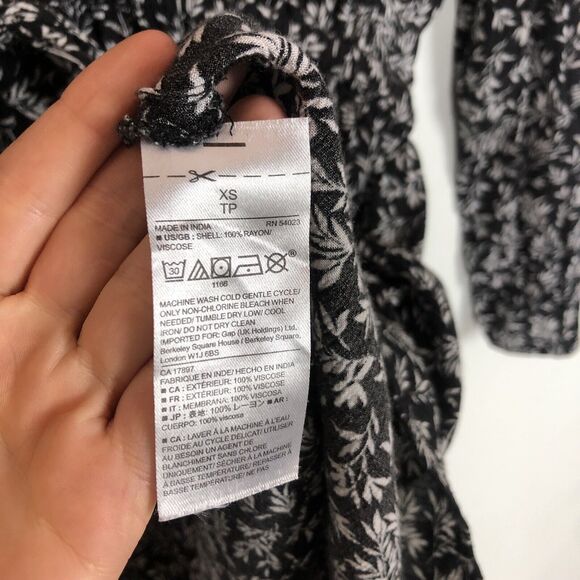 Gap Black White Floral Drop Waist Dress Women's Size XS - Picture 6 of 7